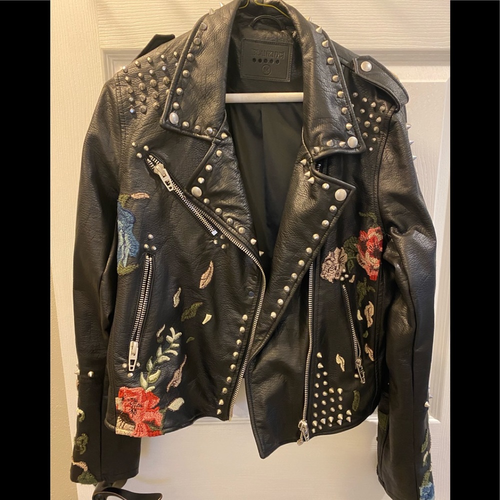 Blank NYC floral embroidered studded jacket